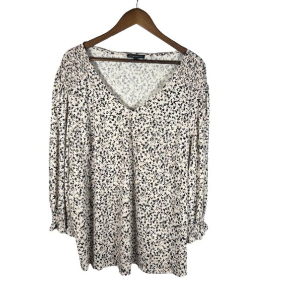 Adrianna Papell Womens Pullover Abstract Floral Top Plus Size 3X Stretchy V Neck - Picture 1 of 11